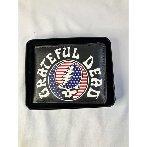 NWT GRATEFUL DEAD Steal Your Face Vegan Leather Mens Bi-Fold Wallet - Picture 1 of 4